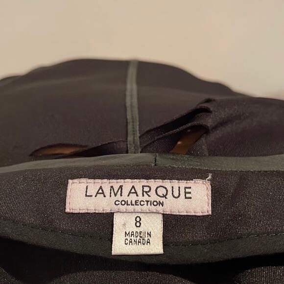 Lamarque Cindy Cropped Cut Out Leather Combo Jacket Black Size 8 BNWOT - Picture 13 of 14